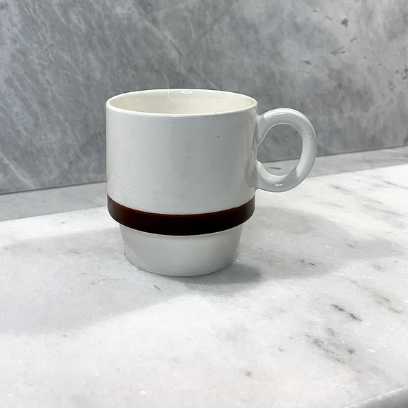 Vintage made in Japan espresso|coffee stacking mugs x4 cream with brown glaze - Picture 2 of 9